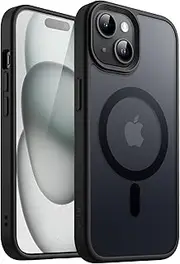 JETech Magnetic Case for iPhone 15 6.1-Inch Compatible with MagSafe, Translucent Matte Back Slim Shockproof Phone Cover (Black)