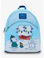 LOUNGEFLY PEANUTS SNOOPY Puffer jacket HOLIDAY LIGHTS MINI BACKPACK~ SEALED NEW