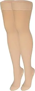 Nuvein Medical Compression Stockings, 20-30 Mmhg Support, Women & Men Thigh Length Hose, Closed Toe, Beige, Medium