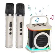 Mini Karaoke Machine with 2 Wireless Microphones, Portable Bluetooth Karaoke