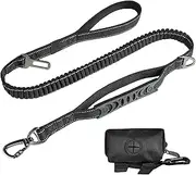 OMIPAWZ Dog Leash with Waste Bag Dispenser, Dog Bungee Leashes with Multi-Function Shock Absorbing Reflective