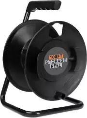 Extension Cord Storage Reel, Black - Portable Cable Reel with Metal Stand 100 Ft