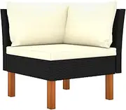 Corner Sofa Poly Rattan and Solid Eucalyptus Wood