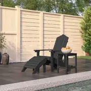 Garden Adirondack Chair with Footstool & Table HDPE Anthracite vidaXL