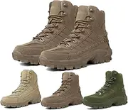 [Generic] Men's Waterproof Side Zipper Outdoor Combat Boots,Casual Outdoor Mountaineering Trekking Commando Tactical Boots, Lightweight Comfortable Orthopedic Hiking Motorcycle Combat Boots