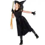 【COS服】萬聖節兒童女巫服裝黑色網紗小魔女COS連衣裙日常派對衣服小巫婆