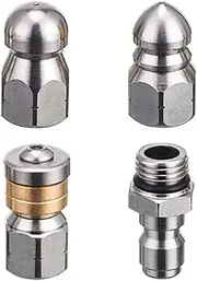 3PCS Sewer Jetter Nozzles with 1/4" Quick Connector, Pressure Washer Drain Jetting Nozzle Tip up to 5000 PSI, Stainless Steel Sewer Cleaning Tool