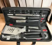 BBQ Tools Set Portable Bag Barbecue Knife Grill Turner Brush 17pc