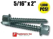 Qty 1000) 5/16" x 2" Hex Washer Lag Screws 7/16" High Head Satellite Garage Door