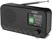 DAB Radio, Radio with 2.4" Large Color Display, DAB Digital Radio with Bluetooth, Rechargeable FM Radio, Battery Powered Small DAB+ Radio Portable, 40 Presets Station, Dual Alarms Clock, Sleep Timer
