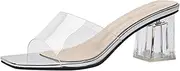 [Generic] Womens Sandals And Ladies Summer Fashion High Heels Transparent Square Head Simple Solid Color Non Slip Elegant Outside Wear Slippers Sandals Sandals Women Casual Summer