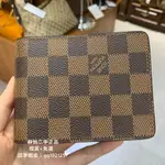 LV SLENDER 錢夾 N61208 棕色棋盤格 牛皮革對折錢包 真皮皮夾 男款錢包 8卡槽男款錢包