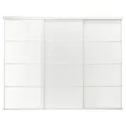 SKYTTA / FÄRVIK sliding door combination, white/white glass, 301x240 cm