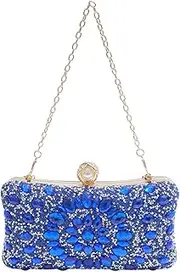 [Vaveren] Rhinestones Clutch Purse, Elegant Wallet with Removable Chain for Engagement