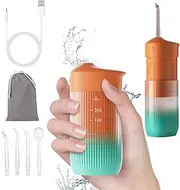 Candico Retractable Water Flosser, Cordless Water Oral Irrigator for Dental&Oral Health, Portable Water Floss for 3 Modes & 6 Tips Rechargeable Low Noise Electric Waterflosser for Home and Travel Friendly