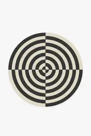 185' Round | Machine Washable Runner Rug | Kid & Pet Friendly | Indoor Rug | Jonathan Adler Op Art Charcoal Rug | Ruggable