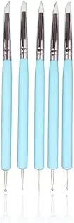 BaronHong 5pcs Nail Art Dotting Tools Pen Dual Head UV Gel Carving Pen Nail Silicone Brushes Set Pottery Clay Sculpting Tools Modeling Painting Drawing Tool DIY Art Craft (blue,M)