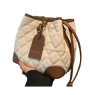Women Shoulder Messenger Bags Lady Travel Advanced Sense Drawstring Bucket Bag Thread Vintage Color Matching
