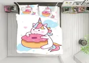 3D Unicorn Donut NAO1557 Bed Pillowcases Quilt Duvet Cover Set Queen King Fay