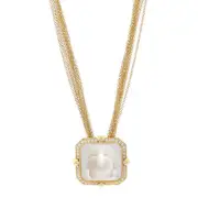 Yellow Gold Quartz Diamond Halo Necklace 15 1/2" - 14k 18k Square Step 21.88ctw