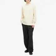 Jil Sander Contrast Stitch Merino Wool Crew Knit