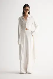 Etta Long Line Shirt Ivory Size 6 | Elka Collective