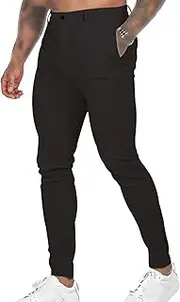 [Maiyifu-GJ] Men's Mid-Waist Slim Straight Overalls Sports Micro-Elastic Feet Pants Sweat-Absorbing Quick-Drying Slacks