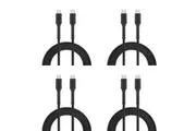 4x Bonelk Long-Life Easy Grip 2m Male USB-C Cable 100W Charging Data Cord Black