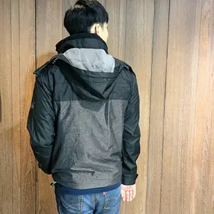 美國百分百【全新真品】Superdry 極度乾燥 風衣 連帽 防風外套 夾克 刷毛 男 黑/碳灰色 XS-M號 I760