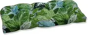 Pillow Perfect Outdoor/Indoor Tufted Loveseat Cushion, 19" x 44", Green Lush Leaf Jungle