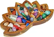 Curawood Lotus Crystal Tray - Display and Organize Your Healing Stones - Crystal Holder Shelf and Bowl for Crystals
