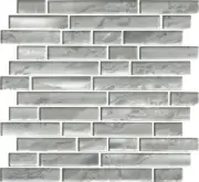 MSI SMOT-GLSIL-8MM 11-13/16" x 11-13/16" Linear Mosaic Sheet - - Silver Canvas
