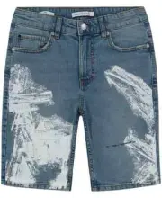 Calvin Klein Scribble Denim Slim Shorts Big Boys 14 Fresno Button Zip Closure