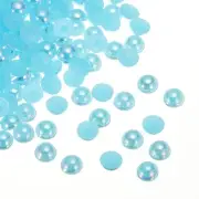 300pcs Flatback Pearls 14mm ABS Plastic Half Round Dome Pearls, Lake Blue