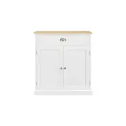 Hampton Style Buffet Unit Sideboard Storage Cabinet - White/Natural - White