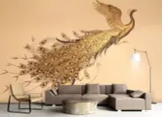3D Peacock Feather G377 Wallpaper Wall Murals Removable Self-adhesive Honey