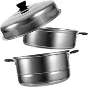 VINTORKY 1Pc Stainless Steel Steaming Pot for Home Cooking Multi Steamer with Scalding Handle Compatible with Induction Cookers and Gas Stoves