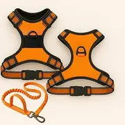 No Pull Dog Harness & Leash Set, Reflective & Adjustable, Escape-Proof, Padded No-Choke Vest with Control Handle for Medium Dogs = All in One