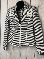 White House Black Market Striped Peplum Jacket Size 4 NWT $140 Zip