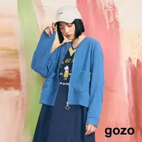 在飛比找蝦皮商城優惠-【gozo】質感坑條棒球外套(藍色_F/F)｜女裝 顯瘦 休