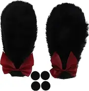 X AUTOHAUX Motorcycle Helmet Accessories Decoration Rabbit Ears with Red Bow for Motorcycle Bicycle Skiing Helmets Black Plush Sticker 1 Set