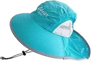 [Cherjoury] Kids Neck Flap Fisherman Hat Neck Flap Versatile Hat for Spring Breathable Hat Bucket Hat Casual Sport Lake Blue