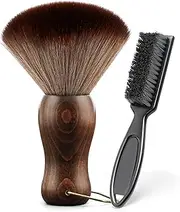 CGBARBER Barber Neck Duster Brush Wood Handle with Hook for Hair Cutting… (Neck brush+Black brush)For All Hair Type.