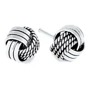 Solid 925 Sterling Silver Knots Stud Earrings