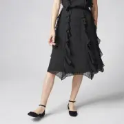 WAREHOUSE Ruffle Spot Midi Skirt Sizes 6/8/10/12/14/16 RRP £49