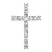 14k White Gold 1 Ct. Lab Grown Diamond VS/SI+ G+ Cross Chain Slide Pendant