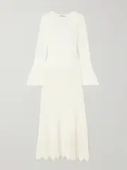 [SIMKHAI] SIMKHAI - Damoni Jersey And Plissé-satin Midi Dress - Ivory - x small x small Ivory