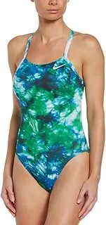 [Nike] Women's Hydrastrong Crossback Swim Suit, Tie Dye Blue/Green 28