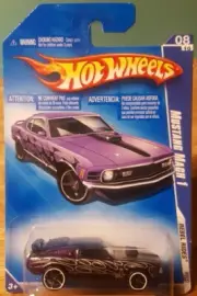 Hot Wheels 1970 Ford Mustang Mach 1 Purple with Flames 1:64 New Rebel Rides 2009