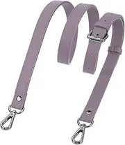 [uxcell] Genuine Leather Purse Strap, 41.7"-51.2" Adjustable Crossbody Replacement Straps 0.7" Width for Women Handbags Shoulder Bag (Taro Purple, Black Buckle)